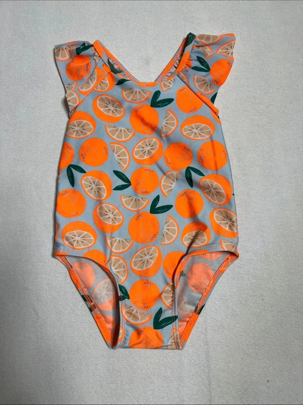 Cat & Jack Orange Citrus Print One-Piece Swimsuit